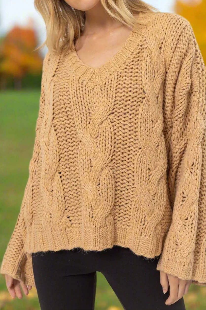Women's Cozy Cable Knit V-Neck Sweater by HYFVE | Elegant and Versatile Knitwear for All Occasions