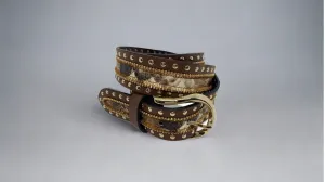 Women's Gold Stud Belt In Tan
