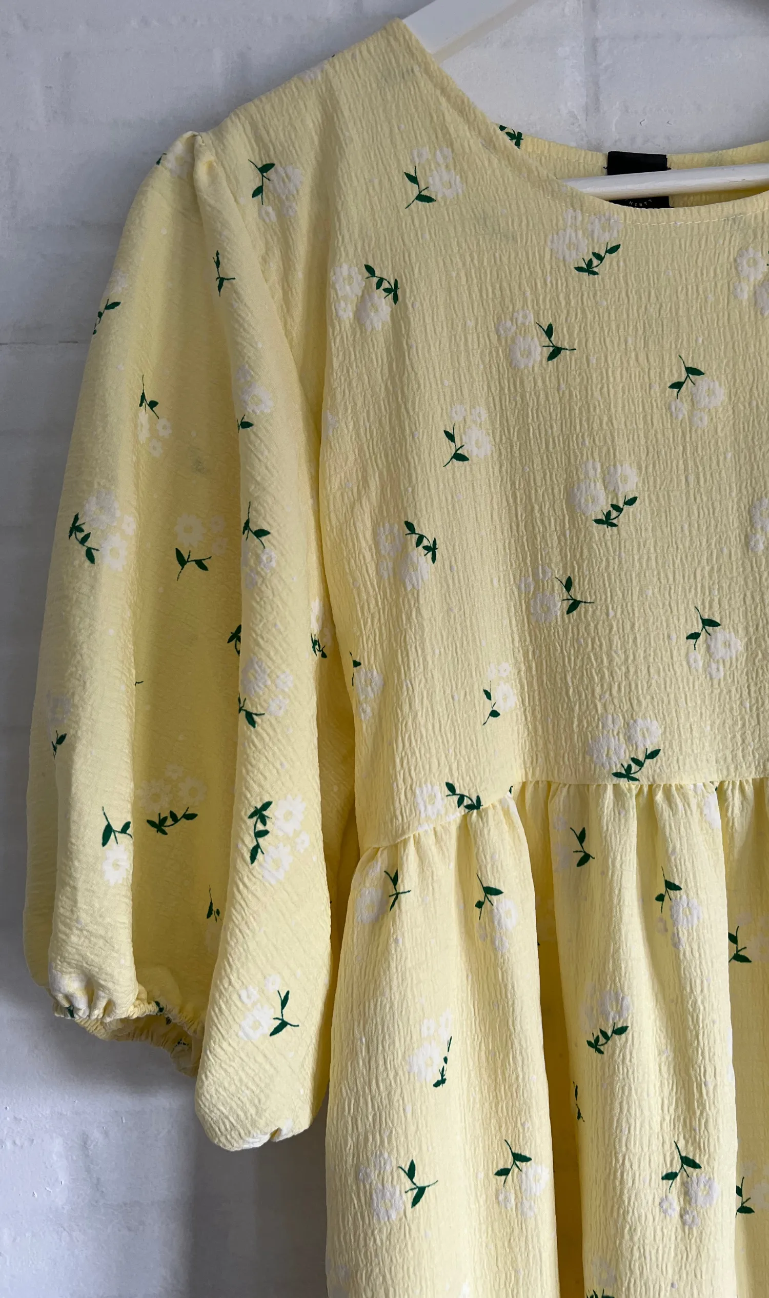 YANA Floral-Print Puff-Sleeve Babydoll Dress w/ Bag (Yellow)