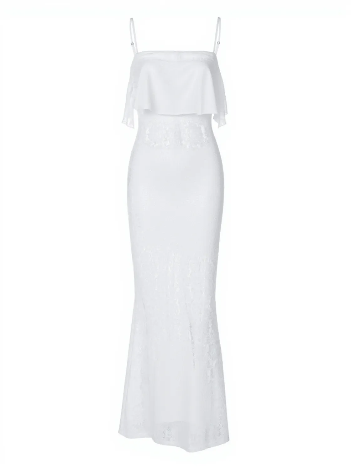 Zakai Spaghetti Ruched Lace Maxi Dress