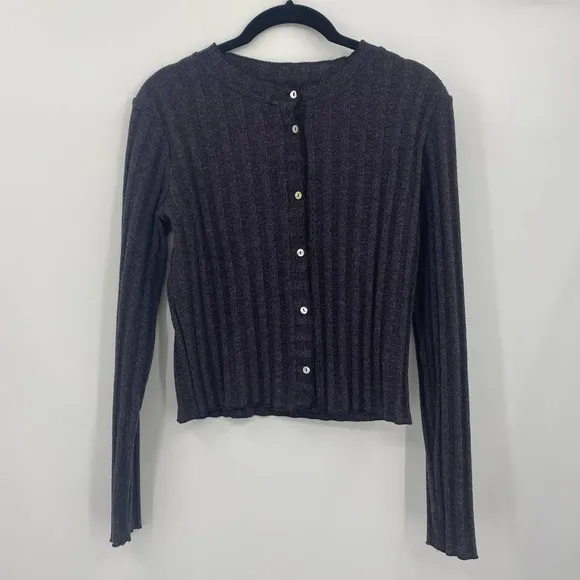 Zara Cropped Button Down Gray Sweater Size Large NWOT